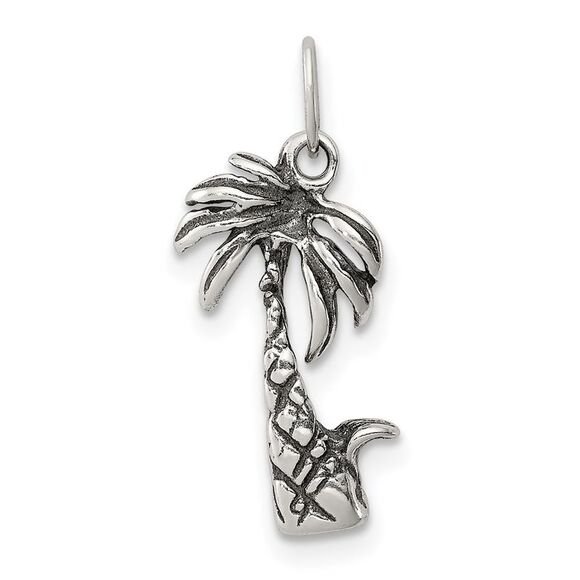 Kazi Luxury Sterling Silver Antiqued Palm Tree Charm - Picture 1 of 4